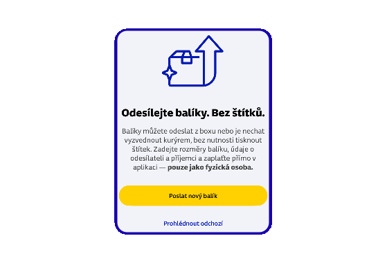 Odeslání balíku skrze mobilní aplikaci